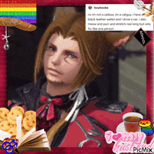 a picture of a man with cat ears is surrounded by a collage of other pictures