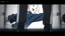 a picture of a girl with blue eyes is on a screen with animefly.net in the corner