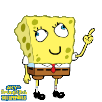 a drawing of a spongebob squarepants character pointing