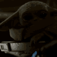 a close up of a helmet with a light on it