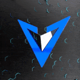 a blue triangle with a white triangle inside of it on a black background