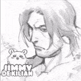 a black and white drawing of a man with the words jimmy de kilian below it