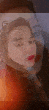 a double exposure of a woman 's face with a reflection of another woman 's face