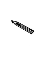 a black and white drawing of a man 's face with a pencil sticking out of his nose