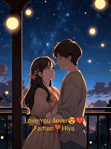 a picture of a boy and a girl with the words " love you 4 ever "