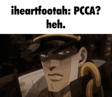 a cartoon of a man with the words iheartfootah pcca heh on the bottom