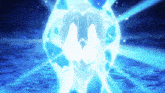 a blue background with a glowing object in the center