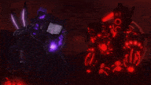 a purple and red glowing object with a clock on it