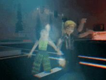 a blurry picture of a man and a woman dancing