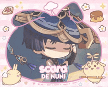 a picture of a boy with the name scora de nuni written on it