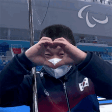 Heart Sign Wheelchair Curling GIF - Heart Sign Wheelchair Curling Jaehyuk Jang GIFs