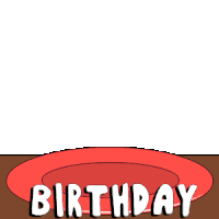 a cartoon drawing of a birthday cake and the word birthday