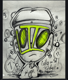 a drawing of a person with the word lotto on the bottom