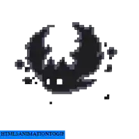 a pixel art drawing of a black monster with a white background