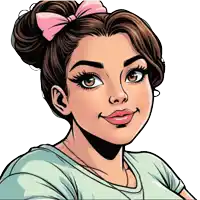 a woman with a pink bow in her hair