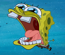 a cartoon spongebob with his mouth wide open
