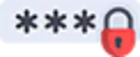 a blurred image of a password with asterisks and a red padlock