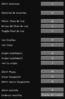 a screenshot of a video game in spanish shows a list of options including abrir misiones