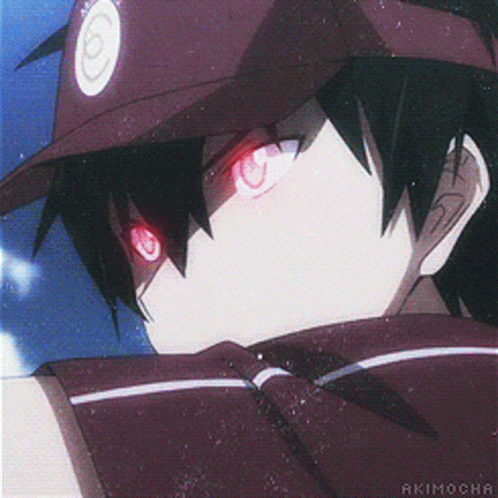 anime boy with red eyes
