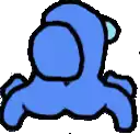 a cartoon of a blue among us character with a black outline .