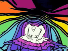 a rainbow colored drawing of a swan with the number 5 on it