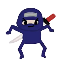 a cartoon of a blue ninja holding a sword