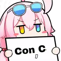 a cartoon character holding a sign that says con c