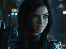 a movie poster for alita army shows two people