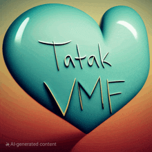 a blue heart with the name tatak written on it