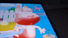 a cartoon cat is on a screen with a starfish and the number 3