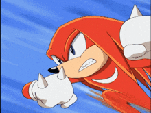 knuckles the echidna from sonic the hedgehog flying in the air