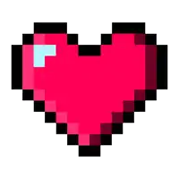 a pixel art of a red heart with a blue arrow pointing to the right .