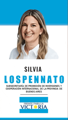 a poster for silvia lospennato shows her smiling