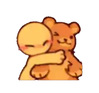 a cartoon of a person hugging a teddy bear .