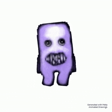 an animated drawing of a purple monster with big teeth is generated with meta animated drawings