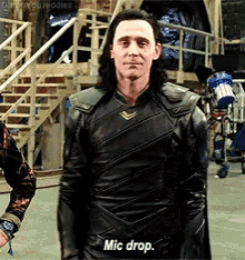 Tom Hiddleston Loki GIF - Tom Hiddleston Loki Mic Drop GIFs