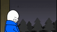 a cartoon character says " hey smiley trashbag wake up " to another character