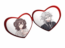 a pair of heart shaped glasses with a girl and a boy inside
