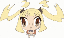 a cartoon drawing of a girl with a bow tie and horns