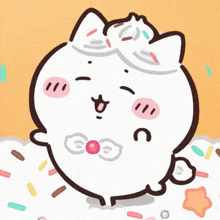 a drawing of a cat with sprinkles on it