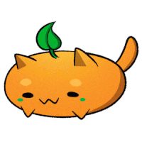 a drawing of a cat with a green leaf on its head