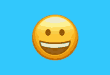 a yellow smiley face with a hand on it 's chin on a blue background .