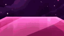 a pixel art illustration of a pink diamond in the middle of a purple sky .