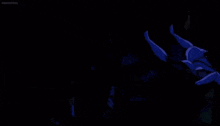 a cartoon character is hanging from a tree branch in the dark .