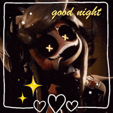a picture of a cartoon character with the words good night on it