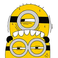 a cartoon drawing of two yellow minions with a big mouth