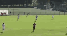 a group of people playing soccer on a field