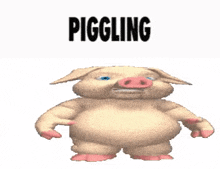 a cartoon pig is standing in front of a sign that says ' piggling '