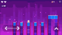 a video game with a purple background and a button that says " pet "