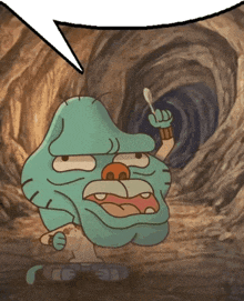 gumball from the amazing world of gumball holding a spoon in his hand